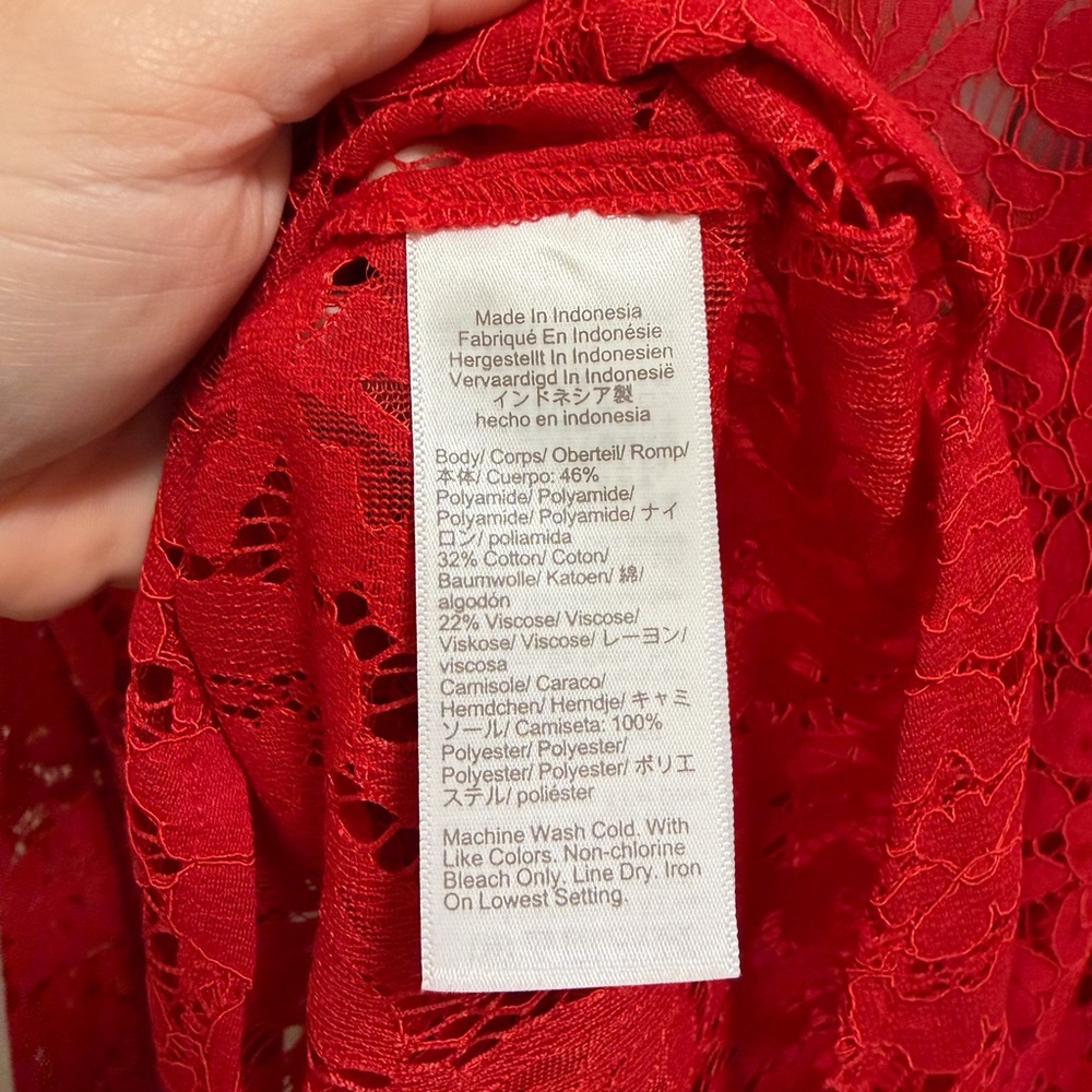 J. Crew Factory XL Red Lace Shirt Blouse with Matching Camisole - Picture 6 of 6